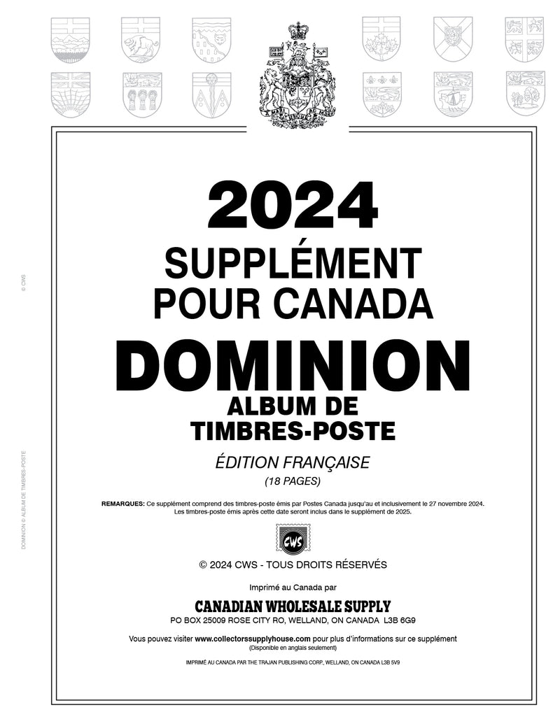 DOMINION CANADA STAMP ALBUM - 2024 FRENCH SUPPLEMENT image