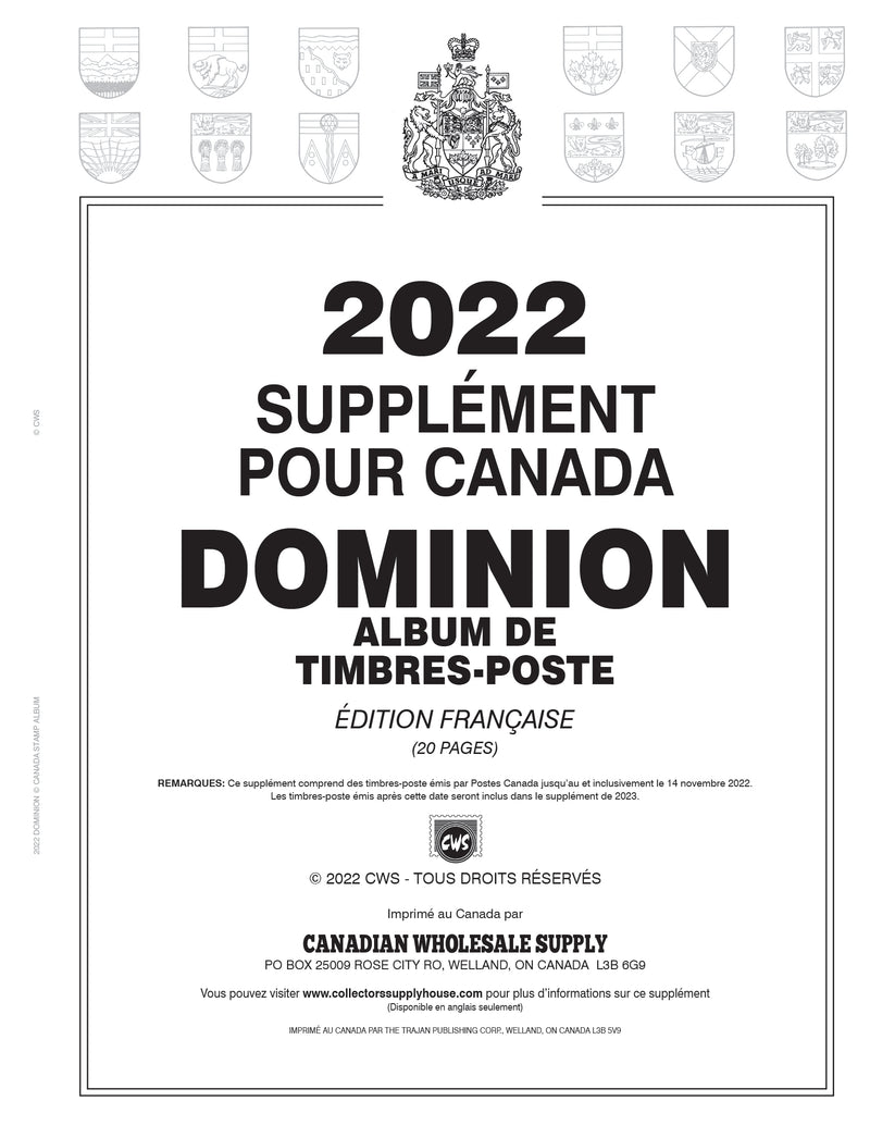 DOMINION CANADA STAMP ALBUM - 2022 DOMINION FRENCH SUPPLEMENT image