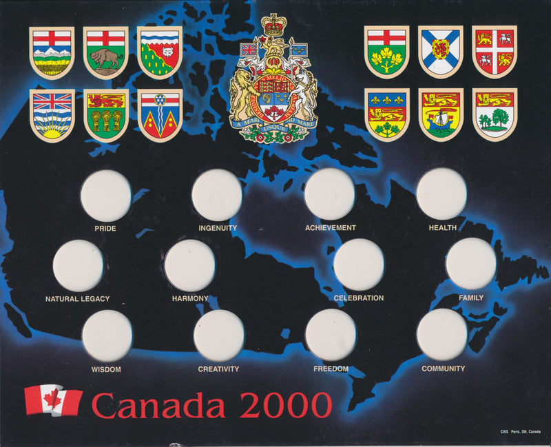 COIN CARDS - CANADA 2000 BLACK MAP 12-HOLE ENG THEMES image