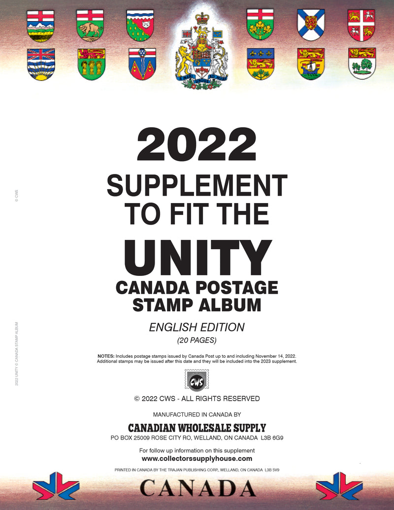 UNITY CANADA POSTAGE STAMP ALBUM - 2022 UNITY SUPPLEMENT ENGLISH image