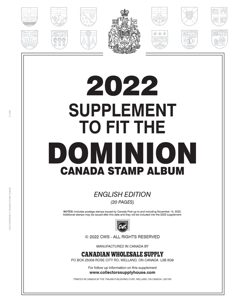DOMINION CANADA STAMP ALBUM - 2022 DOMINION ENGLISH SUPPLEMENT image