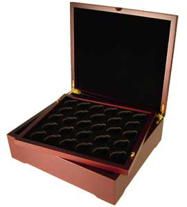 CAPSULES, TUBES, SLEEVES AND DISPLAY CASES FOR SILVER BARS - WOOD 4-TRAY BOX (TRAYS SOLD SEPARATELY) image