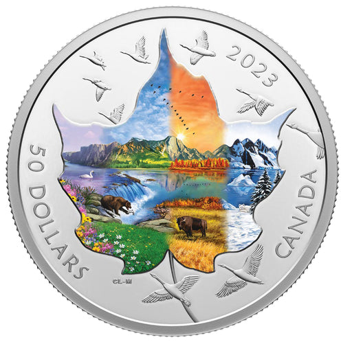 2023 $50 FINE SILVER COIN - CANADIAN COLLAGE: FOUR SEASONS image 0