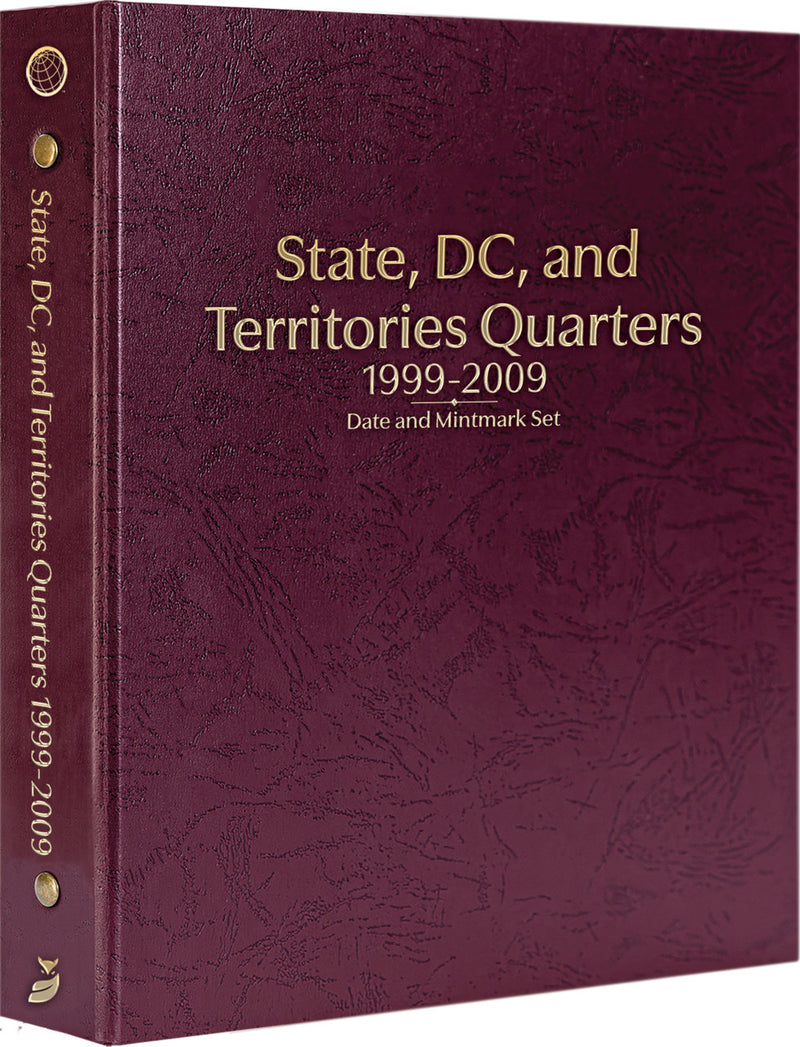 Whitman Prestige Coin Albums - STATE, DC AND TERRITORIES QUARTERS 1999-2009 BURGUNDY image