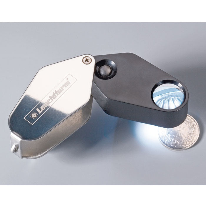 LED Folding Magnifier, 10x magnification, black — Coin & Stamp Supplies