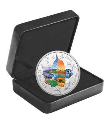 2023 $50 FINE SILVER COIN - CANADIAN COLLAGE: FOUR SEASONS image 2