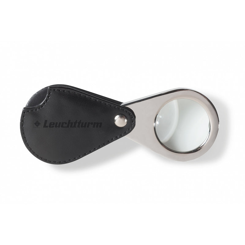 LU25 FOLDAWAY POCKET MAGNIFIER WITH 3X MAGNIFICATION AND BLACK LEATHER PROTECTIVE CASE image 0