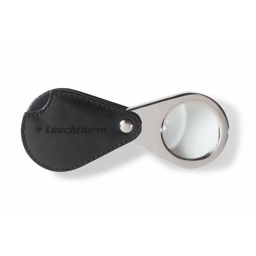 LU25 FOLDAWAY POCKET MAGNIFIER WITH 3X MAGNIFICATION AND BLACK LEATHER PROTECTIVE CASE image 0