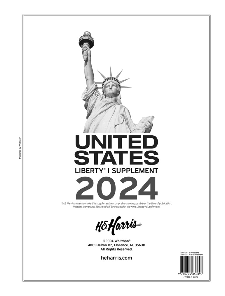 2024 U.S. Liberty and 2024 U.S. Plate Block supplements for H.E. Harris albums. - 2024 LIBERTY I SUPPLEMENT image