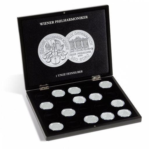 PRESENTATION CASE FOR 20 VIENNA PHILHARMONIC SILVER COINS (1 OZ.) IN CAPSULES, BLACK image 0