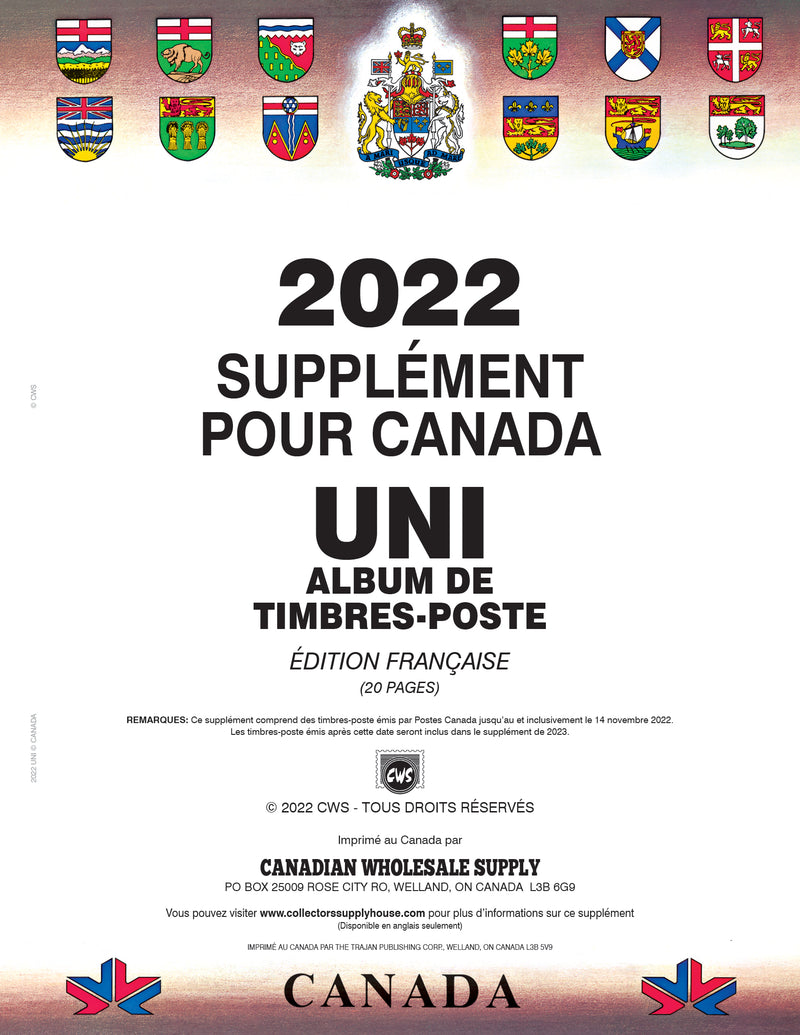 UNITY CANADA POSTAGE STAMP ALBUM - 2022 UNITY SUPPLEMENT FRENCH image