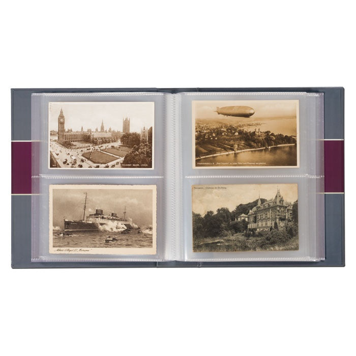 Album for 200 historical postcards, with 50 bound clear pocket sheets image 1