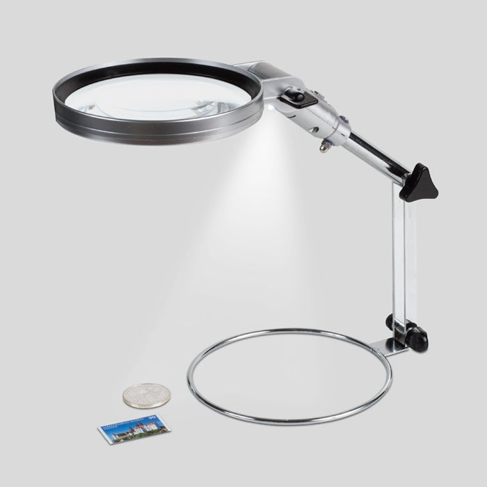 STAND table magnifier with 2x magnification and LED — Coin & Stamp Supplies