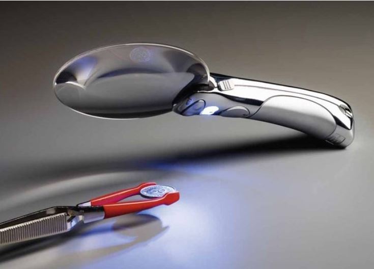 Frameless illuminated magnifier (chrome plated) — Coin & Stamp Supplies