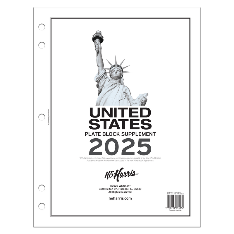 U.S. Liberty and U.S. Plate Block supplements for H.E. Harris albums.