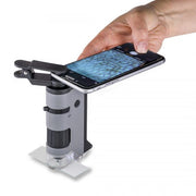 MicroFlip UV Lighted Pocket Microscope with Flip Down Slide Base and Smartphone Digiscoping Clip image 0