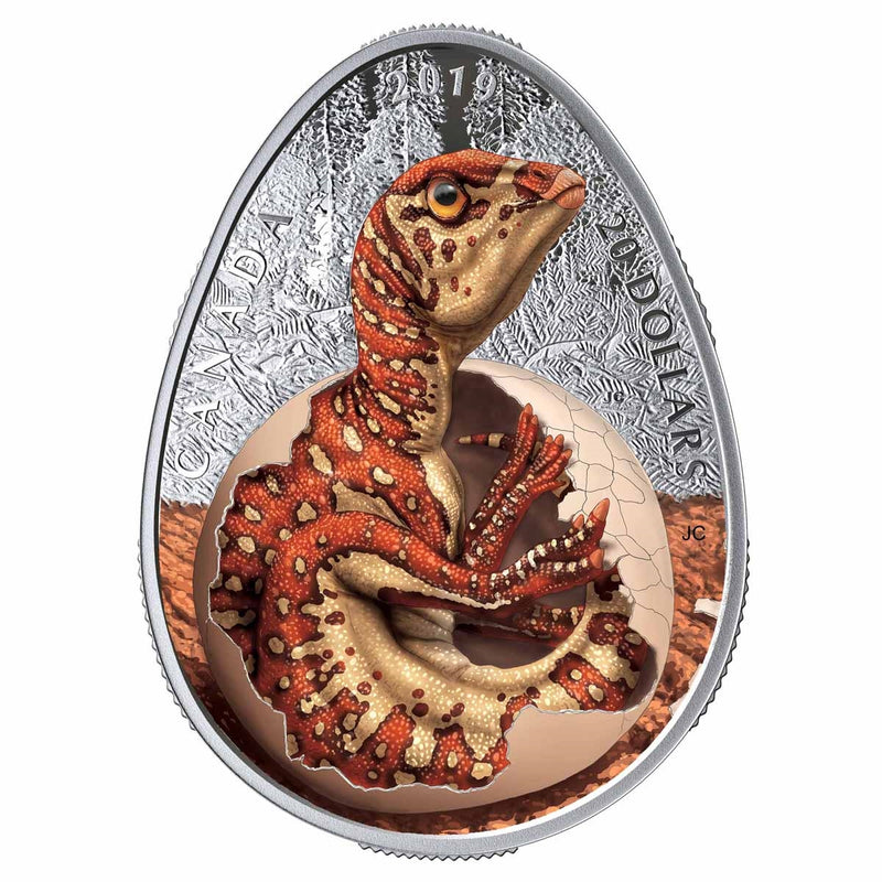 1 oz. Pure Silver Glow-in-the-Dark Coin - Hatching Hadrosaur - Mintage: 4,000 (2019) image 0