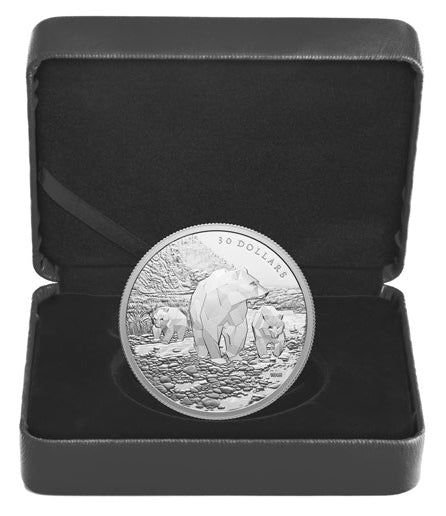 2023 $30 FINE SILVER COIN - MULTIFACETED ANIMAL FAMILY: GRIZZLY BEARS image 2