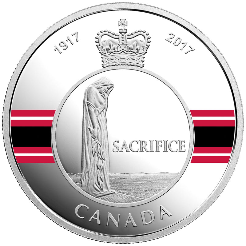 1 oz. Pure Silver Coloured Coin - Canadian Honours: Sacrifice Medal - Mintage: 5,500 (2017) image 0