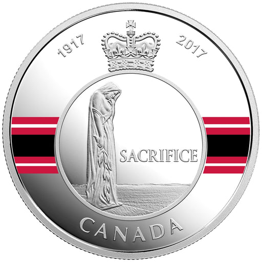 1 oz. Pure Silver Coloured Coin - Canadian Honours: Sacrifice Medal - Mintage: 5,500 (2017) image 0