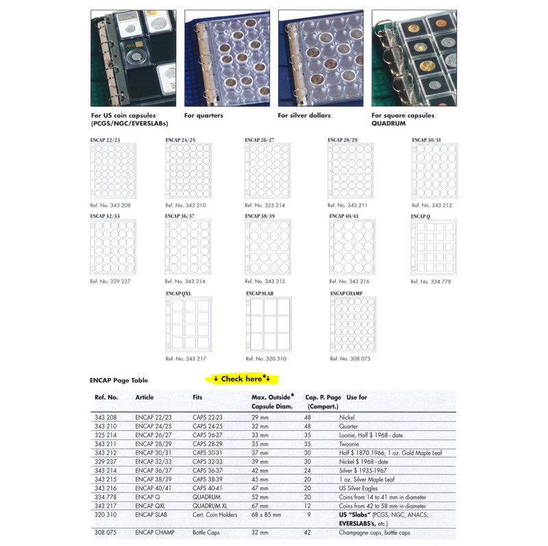 ENCAP Pages for Coins in Capsules and Quadrums image 0