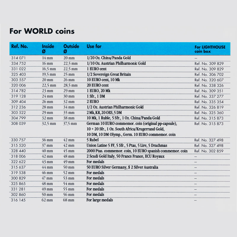 Coin capsules - 10 per pack - for World coins - image 0