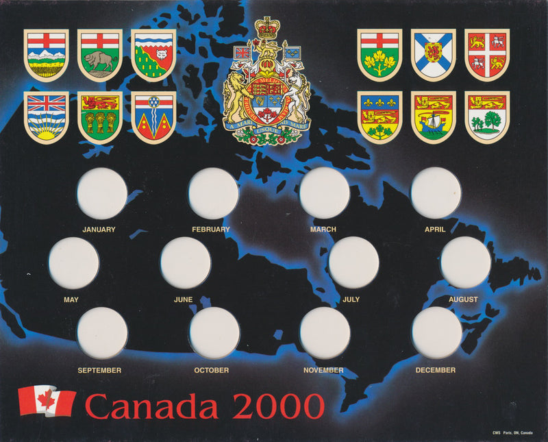 COIN CARDS - CANADA 2000 BLACK MAP 12-HOLE ENG MONTHS image