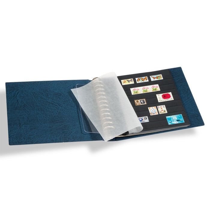 ALPHA Stocksheets with Double Linen Hinge - Black Stock, Acrylic Pockets (with 9 clear strips) image