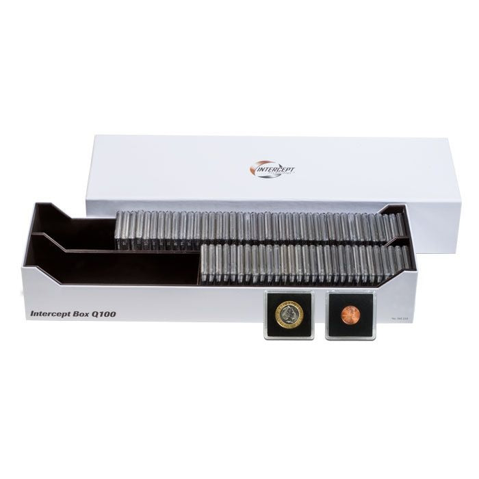 INTERCEPT Q 100 BOX FOR 100 QUADRUM COIN CAPSULES OR APPROX. 300 COIN HOLDERS image 0