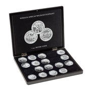 PRESENTATION CASE FOR 20 SOMALIA ELEPHANT SILVER COINS (1 OZ.) IN CAPSULES image 0
