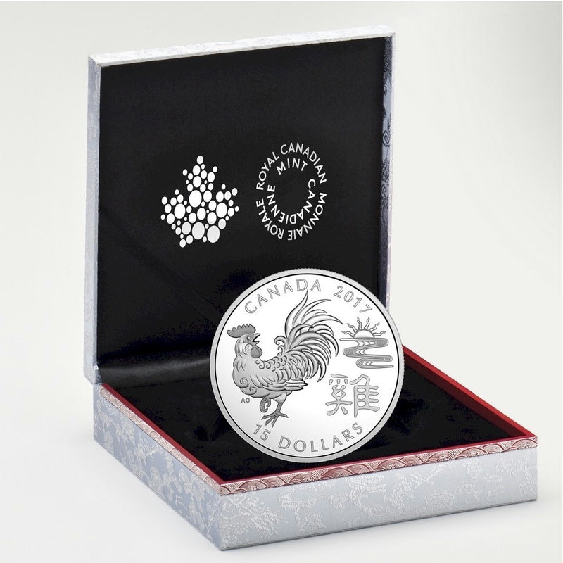 2017 CANADA $15 ZODIAC YEAR OF THE ROOSTER FINE SILVER image 2