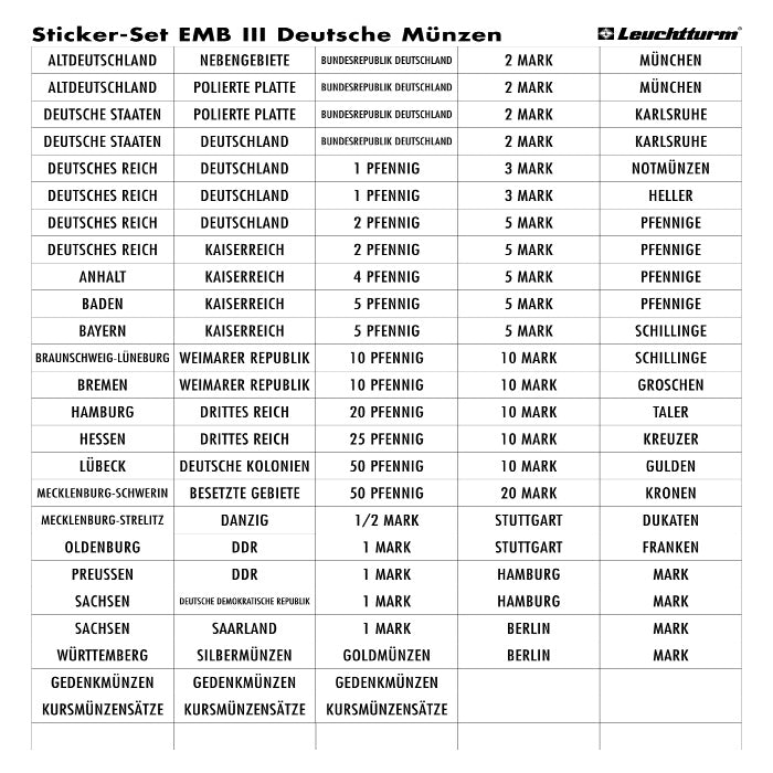 Labels for Coin Boxes - German Coins image