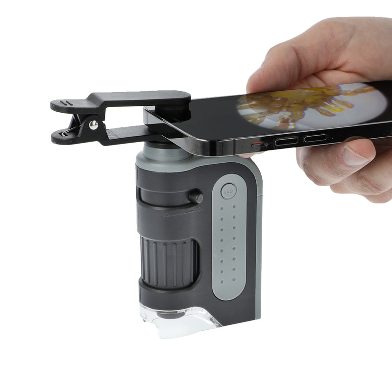 MicroBrite™ Pro LED Lit Zoom Pocket Microscope with Smartphone Adapter Clip image 0