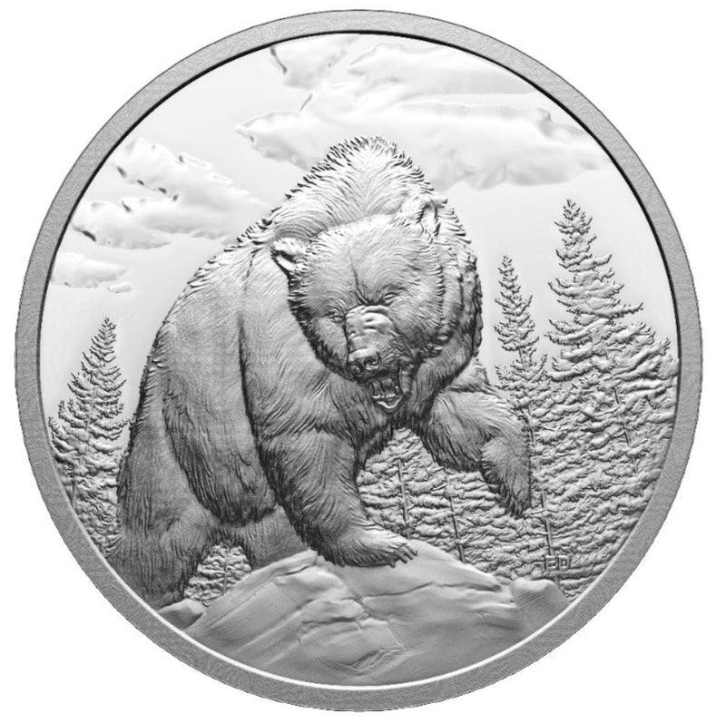 2023 $20 ULTRA HIGH RELIEF FINE SILVER COIN - GREAT HUNTERS: GRIZZLY BEAR image 0