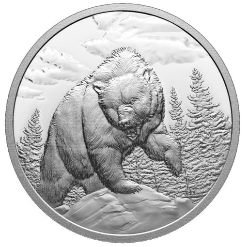 2023 $20 ULTRA HIGH RELIEF FINE SILVER COIN - GREAT HUNTERS: GRIZZLY BEAR image 0