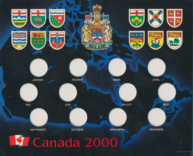 COIN CARDS - CANADA 2000 BLACK MAP 2000 FRENCH MONTHS image