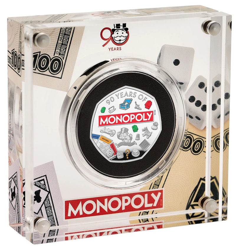 Monopoly 2025 UK 50p Silver Proof Colour Coin