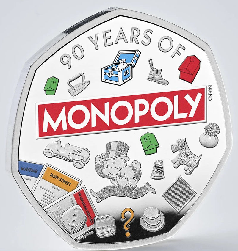 Monopoly 2025 UK 50p Silver Proof Colour Coin