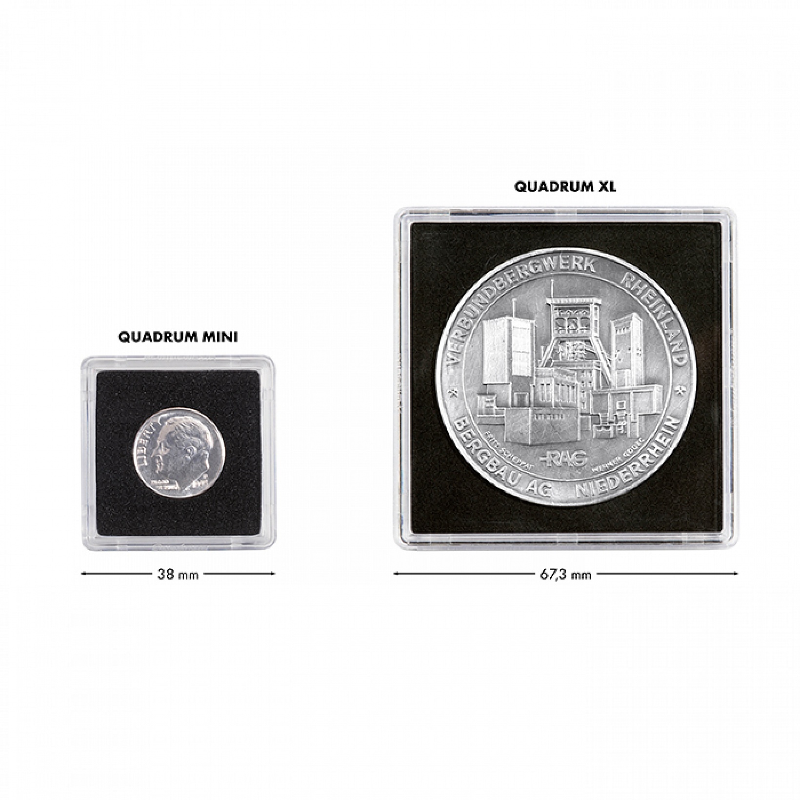 Acrylic coin etui PRISMA transparent lid for 1 QUADRUM coin capsule 