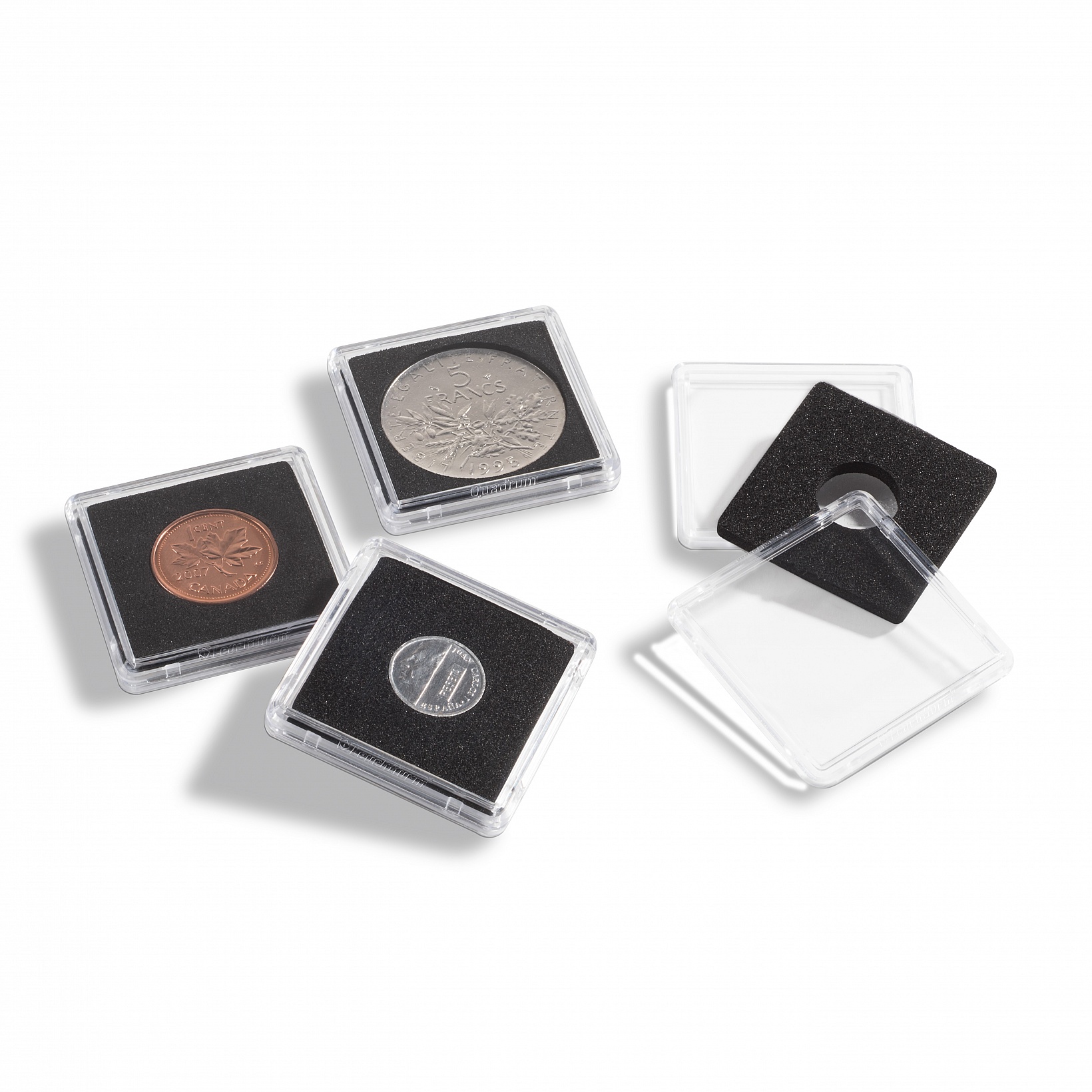 Pack of 6 Square Coin Capsules QUADRUM INTERCEPT inner diameter 39 mm 
