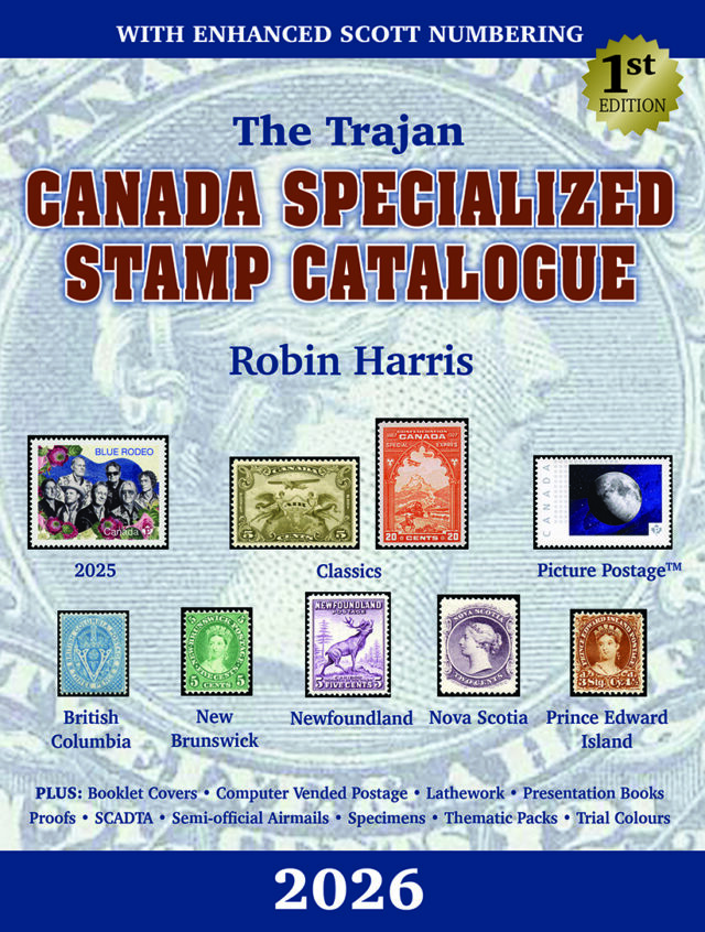 The 2026 Trajan Canada Specialized Stamp Catalogue.  BONUS: Handmade bookmark included.